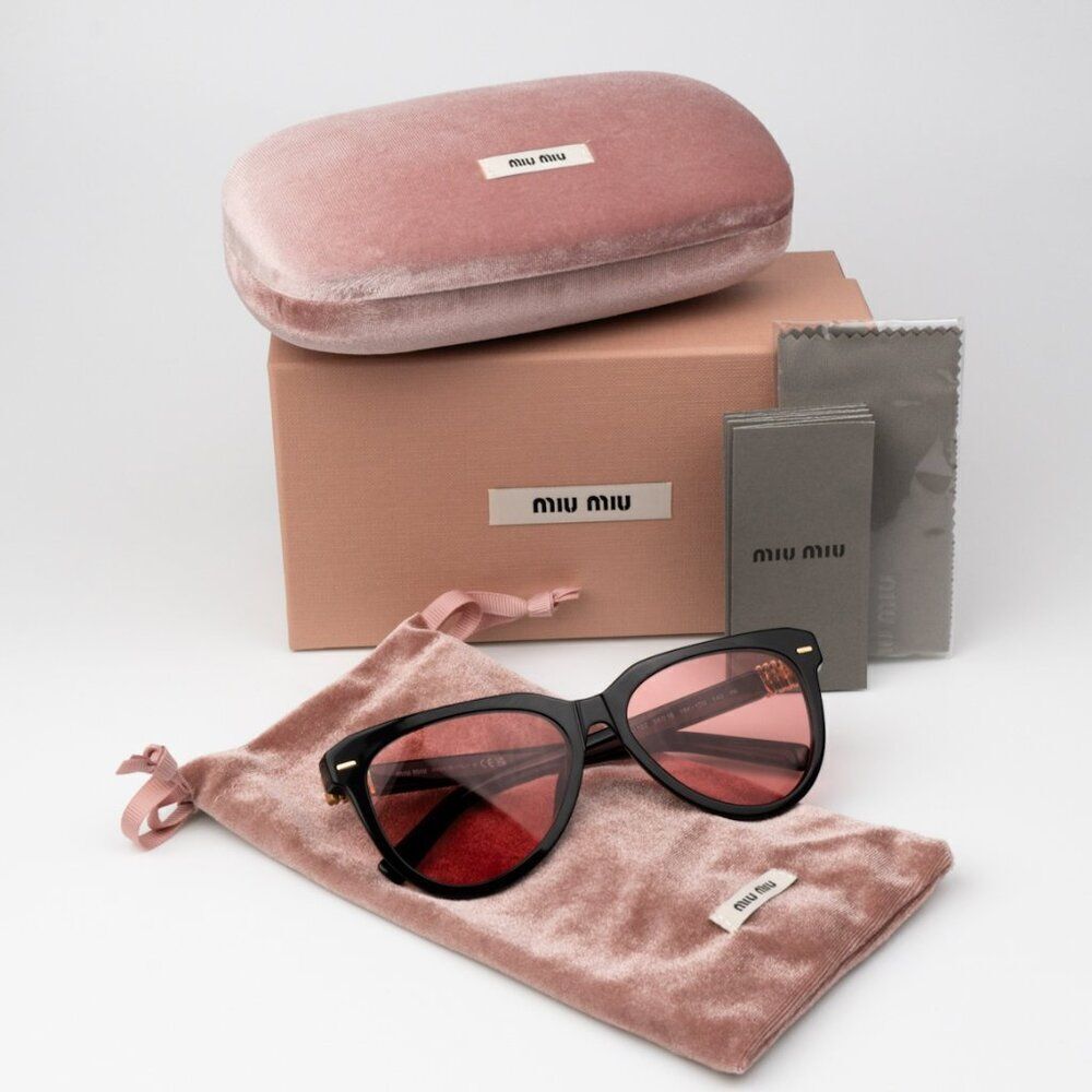 NEW Miu Miu MU12ZS 16K1D0 Black Red Phantos Unisex Sunglasses 0MU 12ZS - Picture 11 of 11